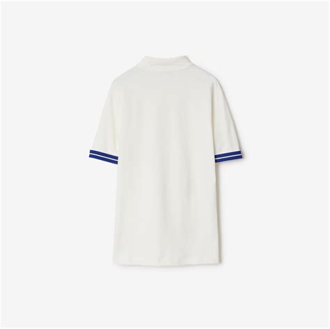 polo burberry bianca uomo|Cotton Polo Shirt in Chalk .